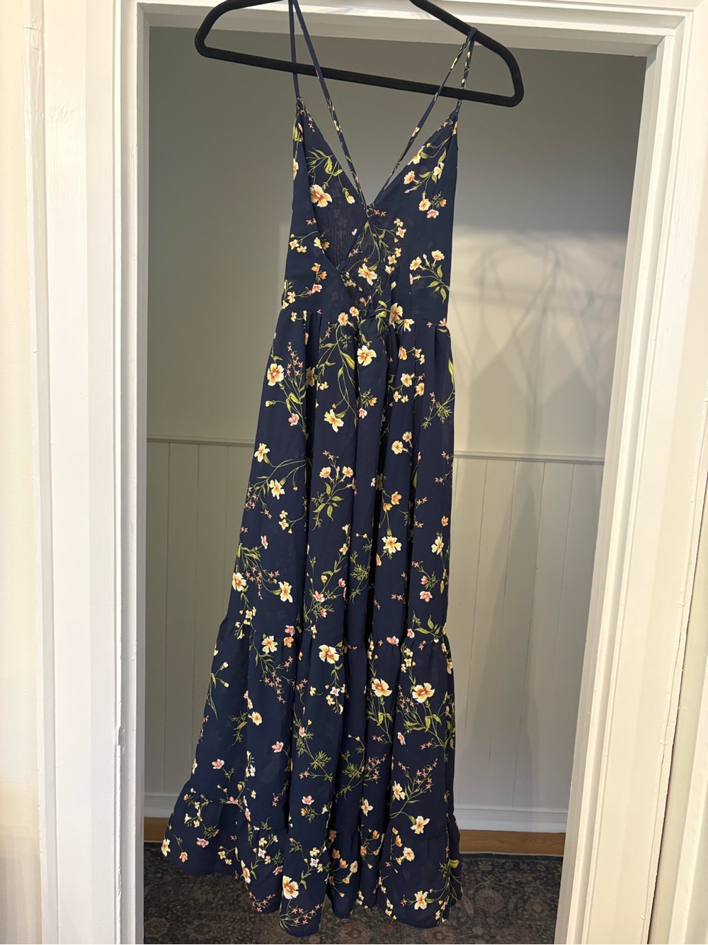 Cupshe Navy Floral Tiered Maxi Dress - Picture 3 of 4